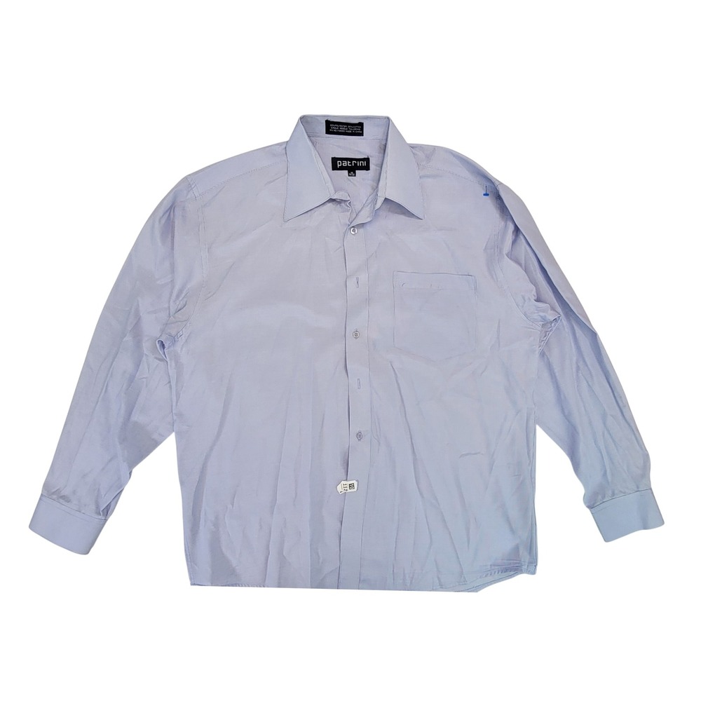 Patrini Mens Light Blue Button‎ Down Dress Shirt Long Sleeve Size 16 34/35